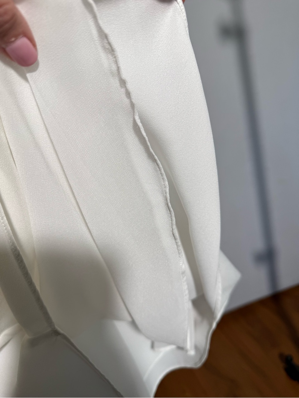 White House Black Market White Cold-Shoulder Lace-Trim Blouse - Picture 5 of 9